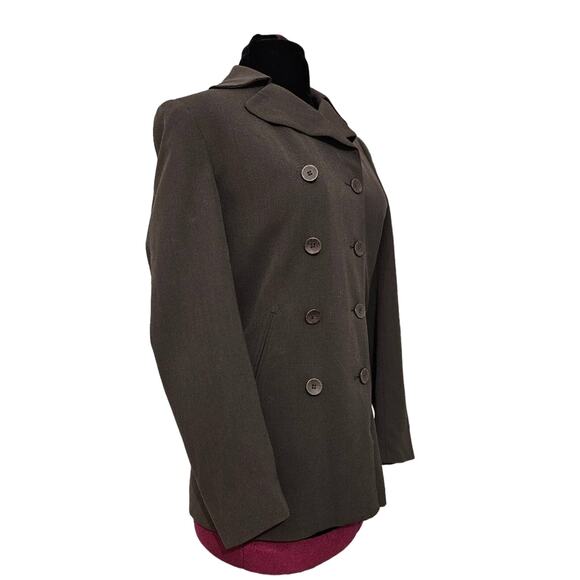 Ann Freedberg 100% Wool Double Breasted Long Line Chocolate Brown Blazer - Picture 4 of 10